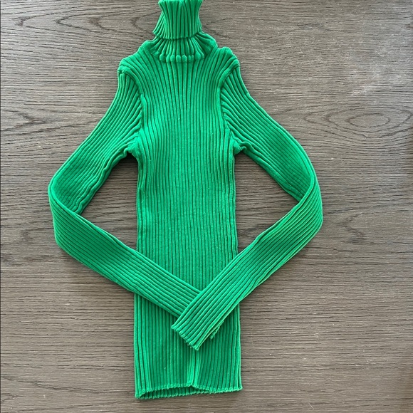 Deans Of Scotland Sweaters - Vintage deans of Scotland Green Ribbed Turtleneck Sweater